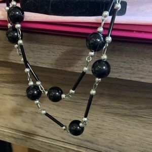 Black Beaded Women's Necklace - Classic Elegant Style